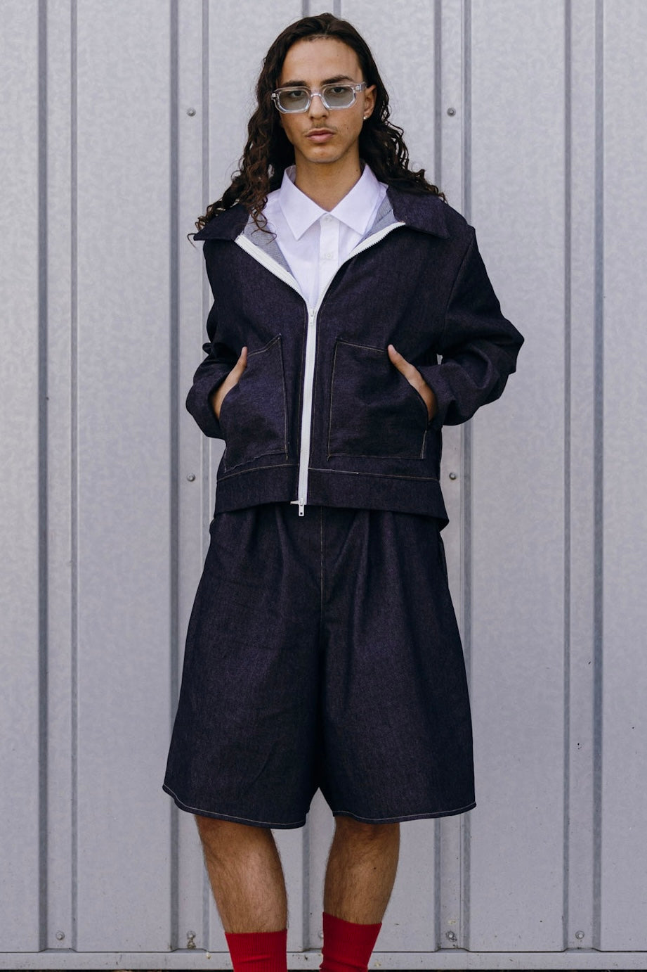 VESTE ZIP OVERSIZE – DENIM BRUT
